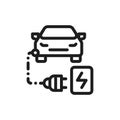 Eco car color flat icon. Car charging concept